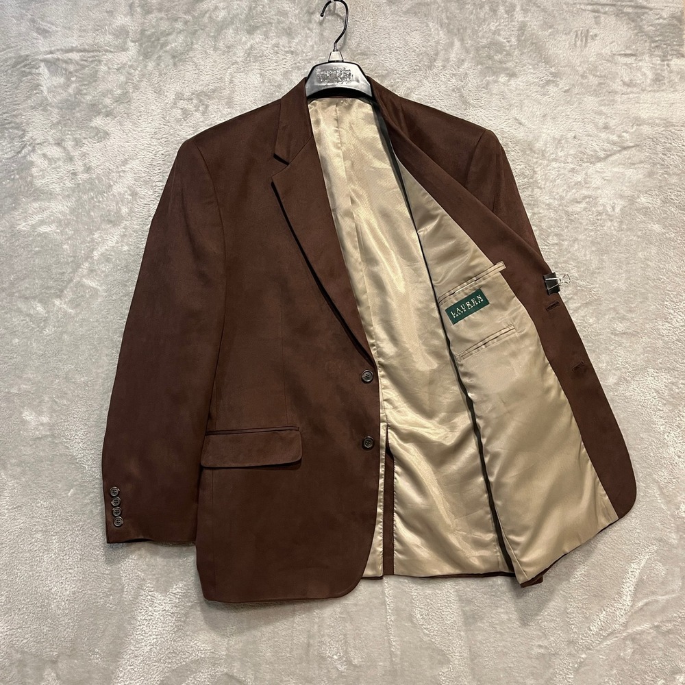 Lauren Ralph Lauren Sport Coat Mens 44R Brown Faux Suede Two Button Blazer